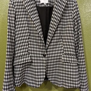 Women's Black and White Checkered Blazer